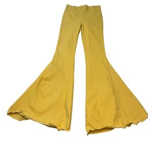 Skylar+Madison Yellow Bell Bottom Boho Hippie Chic Flare Jeans Stretch Size M